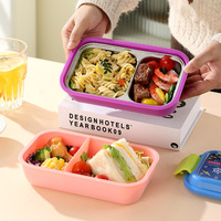 Kawaii Kinder 2-Fach Tiffin Essensbehälter Auslaufsicher Edelstahl Isolierte Thermos Bento Lunchbox für Schulkinder