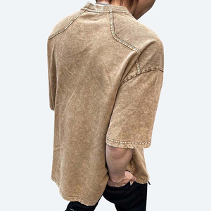 Camiseta de Algodón 100% de Peso Pesado con Logotipo Personalizado, Camisetas Estampadas de Talla Grande para Hombre, Camisetas Vintage Lavadas - Product Image 1