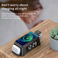 Station de charge rapide 4 en 1 10W, sans fil Qi, réveil multifonctions, chargeur rapide