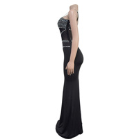 GX6989 Mode 2024, vêtements sexy, boutique, robe de soirée maxi en maille à strass sans manches, robe longue pour boîte de nuit