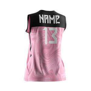 เสื้อกีฬาวอลเลย์บอลแขนกุดสีชมพูสำหรับเด็กผู้หญิง ดีไซน์เองได้ ขายดีที่สุด - Product Image 6