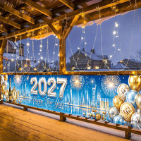 Bannière Murale Urbaine Bleu Or 2027 Nouvel An Panorama Urbain Affichage Mural Compte à Rebours pour Événements, Achat en Gros, Portable en Polyester