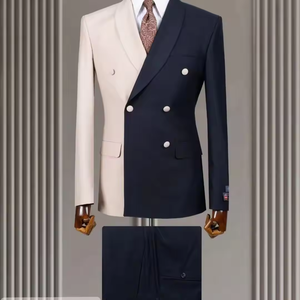 Setelan Jas Pria Desain Patchwork Putih Hijau, Double Breasted, Kerah Shawl, Set Lengkap Terno untuk Pesta Prom, <span class=keywords><strong>2</strong></span> Potong (Jaket & Celana) - Product Image 2