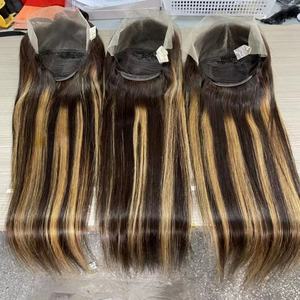 Peluca <span class=keywords><strong>Frontal</strong></span> de encaje HD para mujeres negras, postizo de cabello humano con ondas rizadas profundas, color rubio 613 - Product Image 5