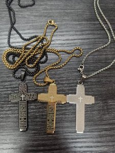 Jésus Crucifix Seigneurs Prière Basé Sur La Foi Christian <span class=keywords><strong>Bible</strong></span> Croix Mâle En Acier Inoxydable Religieux Pendentif De Mode Bijoux Colliers - Product Image 5