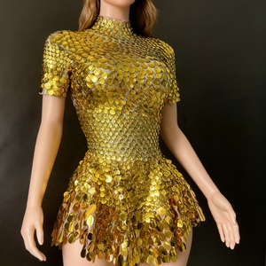 Vestidos Mini Sexys Ajustados con Lentejuelas Redondas para Mujer, a la Moda - Product Image 3