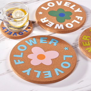 Posavasos Redondos de <span class=keywords><strong>Corcho</strong></span> con Diseño Floral Colorido de Fábrica DINGYE, Resistentes al Calor y a Altas Temperaturas (Tamaños Grande/Mediano/Pequeño) - Product Image 4