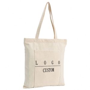 Sacs fourre-tout en toile de coton réutilisables personnalisés, créez votre propre design avec logo imprimé - Product Image 2