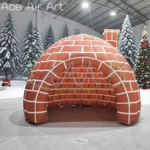 Hermoso iglú inflable de pared de ladrillo rojo con chimenea, tienda de cúpula inflable de invierno para decoración de Navidad al aire libre, colocación de regalo - Product Image 2