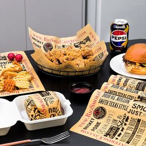 Papel de Envolver Alimentos Personalizado con Logotipo Impreso, Biodegradable, Recubierto de PE, a Prueba de Grasa por una Cara, para Sándwiches, Hamburguesas y Comida Rápida - Product Image 2