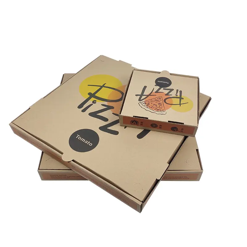Carton ondulé à emporter jetable avec logo imprimé sur mesure 7 10 12 33 pouces emballage de boîte à pizza brun blanc