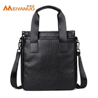 Borsa a tracolla verticale da uomo in pelle PU nera premium, resistente, con tracolla regolabile, grande capacità, personalizzabile con logo aziendale