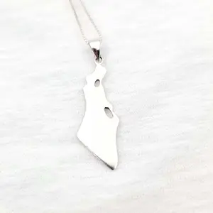 Collier à pendentif en argent sterling avec carte d'Israël étoile de David Chai bijoux juifs hébreux