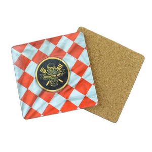 Customized Eco-Friendly 3mm Thick Hardboard DIY Wooden <b>Coaster</b> with MDF and <b>Cork</b> 9x9cm Square Absorbent Sublimation Blank - Product Image 1
