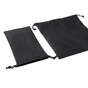 Sac à cordon en tissu Oxford noir avec logo personnalisé, sac de rangement rectangulaire, 10x16 cm - Product Image 4
