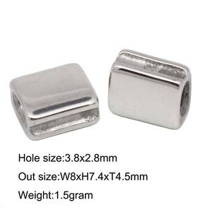 Perles coulissantes rectangulaires en acier inoxydable pour la fabrication de bracelets en cuir plat |   Perles d'espacement plaquées or 18K PVD pour la création de bijoux - Product Image 6