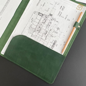 Điều hành da thư mục trình bày mở rộng thư mục tập tin màu đen giữ tài liệu A4 tiếp tục danh mục đầu tư thư mục da cho nam giới - Product Image 5