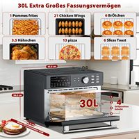 Horno de freidora de aire caliente de 30L, freidora XXL 1800W sin aceite, freidora multifunción con 21 programas sin aceite, 30 a 230 °C con mantener el calor