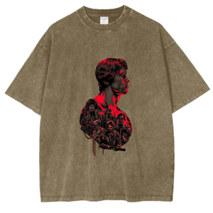 The Terminator avec <span class=keywords><strong>Hope</strong></span> Oversize T-Shirts Summer 100% Cotton Comfortable Drop Shoulder Crewneck Heavyweight Acid Wash - Product Image 1