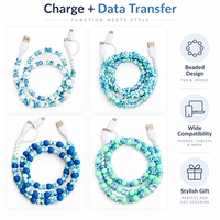 Câble de charge multi-prise USB Type C 3 en 1 bleu vert perlé, cordon de transfert de données