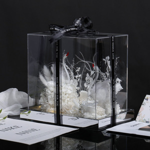 Rose éternelle sous cloche avec miroir, design créatif, luxe léger, fait main, Cygne blanc, pour la Fête de Qixi et la Saint-Valentin, pour les <span class=keywords><strong>amoureux</strong></span> - Product Image 3