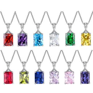 S925 Sterling Silver Fashion Ruby Gemstone 12 Months Birthstone Pendant 925 Sterling Silver Necklace