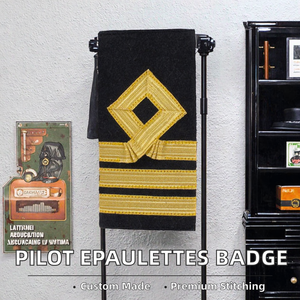 Épaulettes et badges brodés sur mesure à coudre avec perles pour accessoires d'uniforme formel des forces armées et de sécurité - Product Image 2