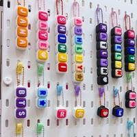 Custom Logo Plastic Alphabet Keyboard Fidget Toy Keycaps Key Chain Stress Relief Diy Keyboard Button Keychain