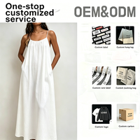 Robes décontractées pour femmes Yegao personnalisées, été, 100% coton tissé, maxi, bretelles spaghetti, sans manches, taille ample, lavables, couleur unie, OEM