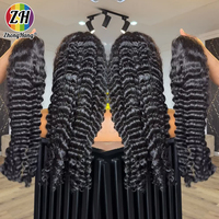 Perruques en cheveux humains bruts cambodgiens Deep Wave pour femmes noires, sans colle, bouclées, avec dentelle HD frontale – Vente en gros pour fabricants