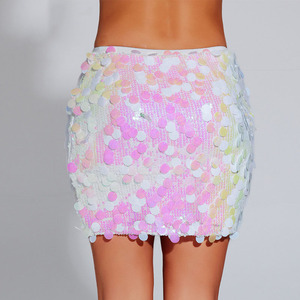<span class=keywords><strong>Jupe</strong></span> mini moulante à sequins brillants pour femme, taille haute, style « Spicy Girl », idéale pour les soirées en boîte de nuit et les spectacles de danse. - Product Image 4
