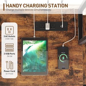 Estación DE TRABAJO Oficina en casa Estantes de almacenamiento marrón Archivador <span class=keywords><strong>Cajones</strong></span> Pegboard <span class=keywords><strong>Escritorio</strong></span> de juegos <span class=keywords><strong>con</strong></span> Hutch <span class=keywords><strong>Gamer</strong></span> Mesa de computadora - Product Image 2