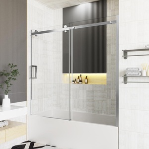 ALD Factory Direct Frameless Glass <strong>Shower</strong> Glass Sliding Door Kits System Single <strong>Slide</strong> Easy Adjust Roller &amp; Soft Close Feature - Product Image 6