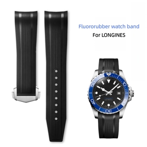 21มม. 22มม. ปลายโค้ง FKM สายนาฬิกากันน้ำสำหรับ <span class=keywords><strong>Longines</strong></span> พิชิต L3.790/890 - Product Image 1