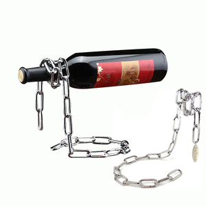 Support de bouteille de vin flottant écologique Magic Iron avec chaîne décorative en corde pour les fêtes - Product Image 1