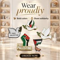 Broche en métal émaillé plaqué or Carte de Palestine Libre, style timbre palestinien, carte postale de Palestine, badge et emblème de collection