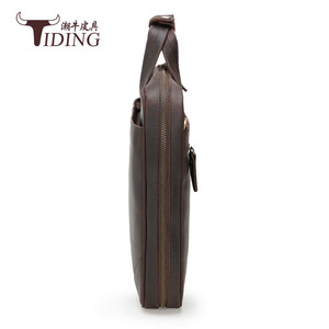Tiding Retro Crazy Horse <b>Leather</b> <b>Briefcase</b> 15.6 Inch Laptop Bag Men Business Travel Light Weight Wear Resistant Solid Color - Product Image 3