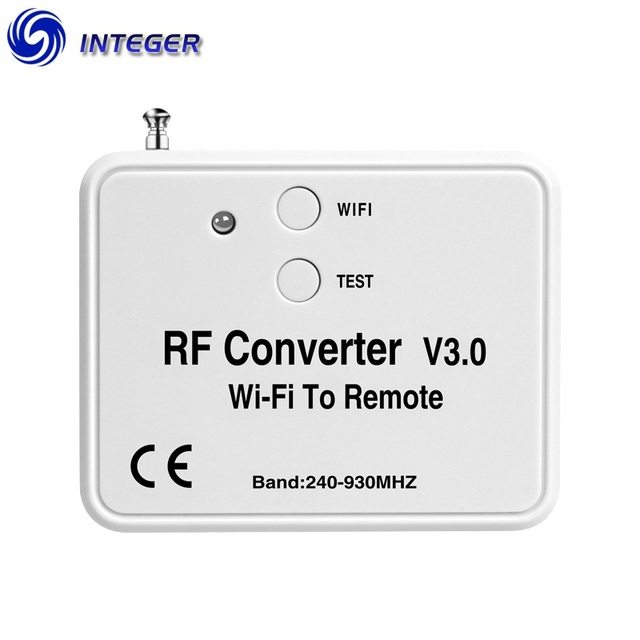 INTEGER INT-156 Wide Frequency 240~930Mhz Rolling & Learning & Fixed Code 100m Range WIFI RF Converter for Android/iOS Devices