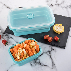 BPA miễn phí Silicone hình chữ nhật trái cây salad Bát đóng mở lò vi sóng an toàn thực phẩm lưu trữ container chịu nhiệt có thể gập lại Hộp Ăn Trưa - Product Image 6