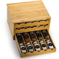 Bouteilles d'épices à 3 niveaux 30 grilles Support de rangement pour bocaux d'assaisonnement Porte-épices en bois Tiroir Organisateur Plateau Cubes pour armoires Comptoir