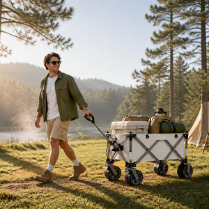 Carrito Plegable de Acero Inoxidable Personalizado, con Tela Oxford 600D, Cuatro Pliegues, Moldeado por Soplado, para Compras, Pesca, Camping, Mascotas, sin Frenos - Product Image 6