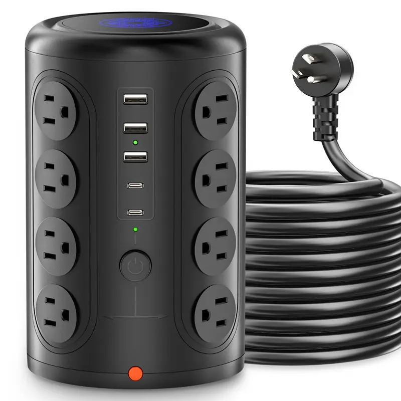US plus Surge Protector with 16 AC Outlet and 3 USB Ports 2 type-c Extension Cord USB Charging Power Strip Tower