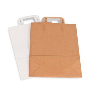 Bolsas de Papel Kraft Biodegradables Ecológicas Clásicas Impresas Personalizadas con Asas para Comida para Llevar/Almuerzo, Transporte de Alimentos para Restaurantes - Product Image 2