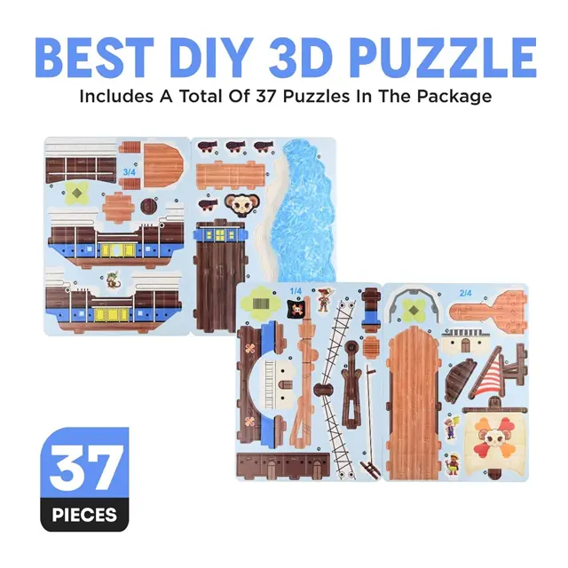 Trasportini per aerei giocattolo educativo per bambini navi pirata modello di carta modello 3D Jigsaw Puzzle