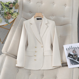 Women's Blazer Off White Solid Color Polyester Anti Wrinkle Casual Outerwear - Product Image 1
