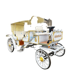 Carruaje romántico de caballos Vehículo recién casado Carro eléctrico de turismo con dosel Carro de caballos - Product Image 4