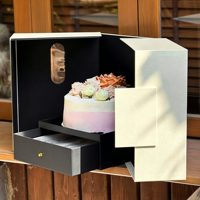 Boîte cadeau rigide à double porte avec tiroir, grande taille, pour gâteau d'anniversaire, fleurs, emballage cadeau