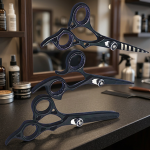 Juego de Tijeras Profesionales para Cabello ASAP de 6 Pulgadas, Acero Inoxidable, Tijeras de Entresacar para Diestros, Mango Corto, 26 Dientes, Color Negro Plasma - Product Image 4