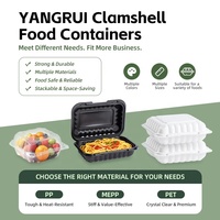 Boîtes à repas en plastique micro-ondables pour restaurant, boîtes à bento pour la préparation des repas, contenants alimentaires à charnières, emballages à emporter