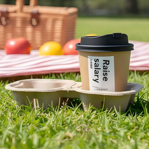 Support à 2 tasses en carton moulé pour café, avec languette de verrouillage, <span class=keywords><strong>biosourcé</strong></span> - Product Image 1